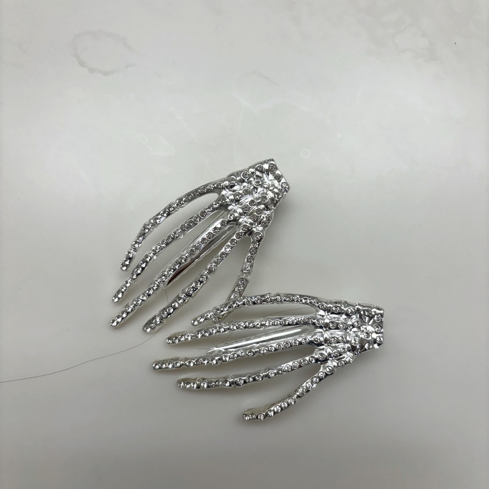Bling Skeleton Hands Hair clips